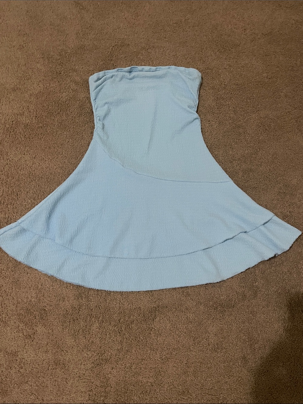 Blue strapless dress